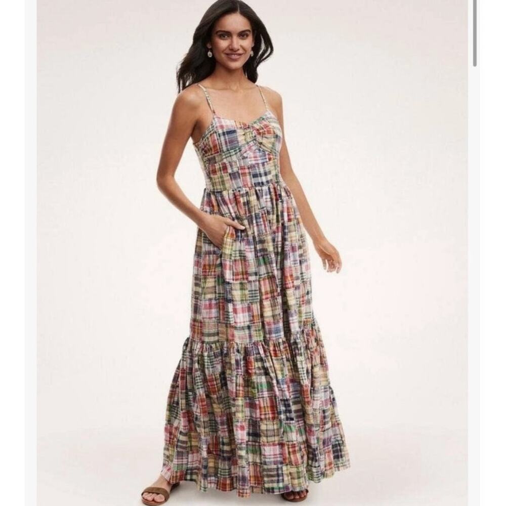 Brooks Brothers Madras Patchwork Quilt Cotton Long Maxi Dress Women's 2 Preppy